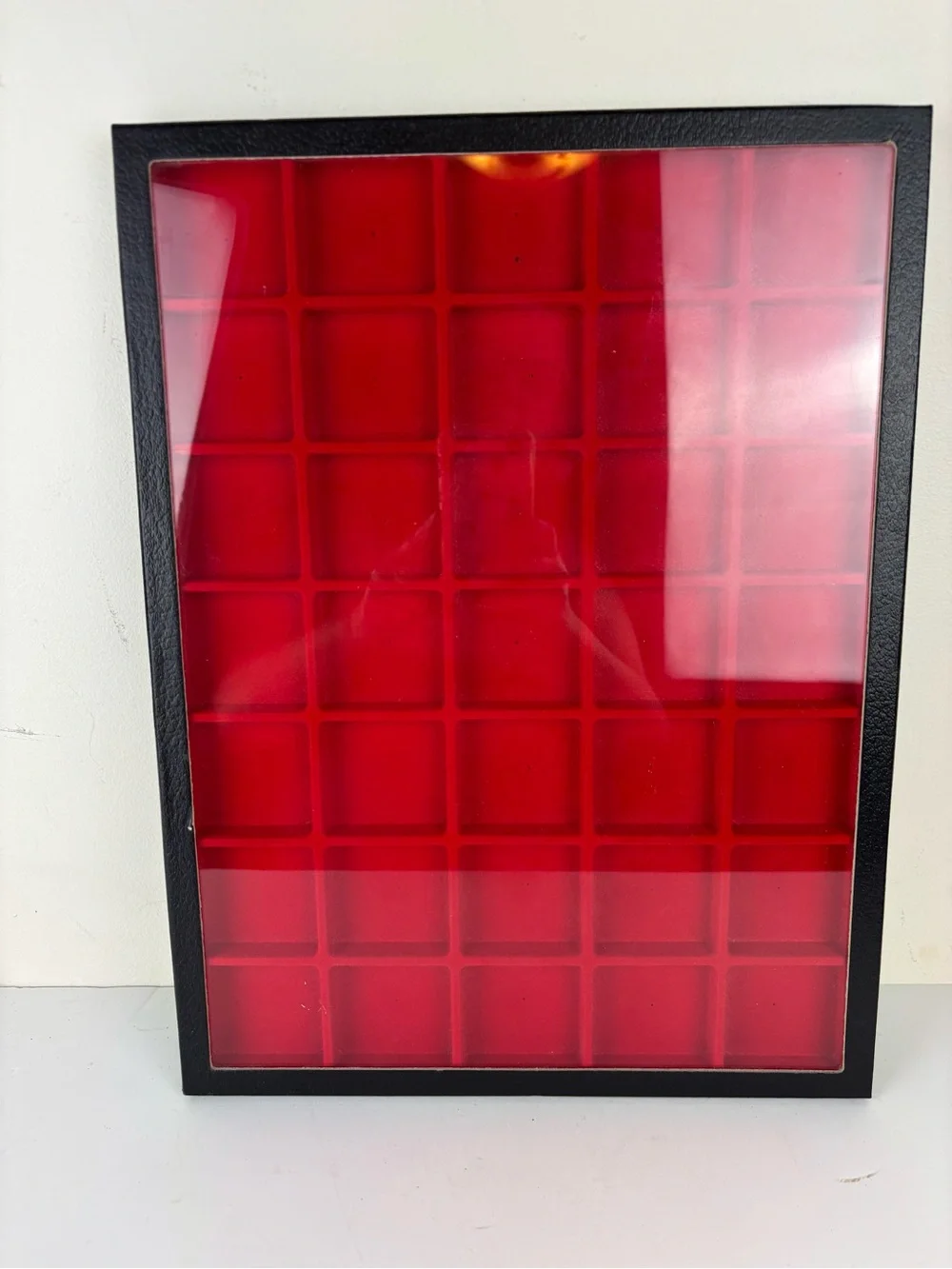 Riker 16”X 12” Glass Top-35 Slot Display Case-Red